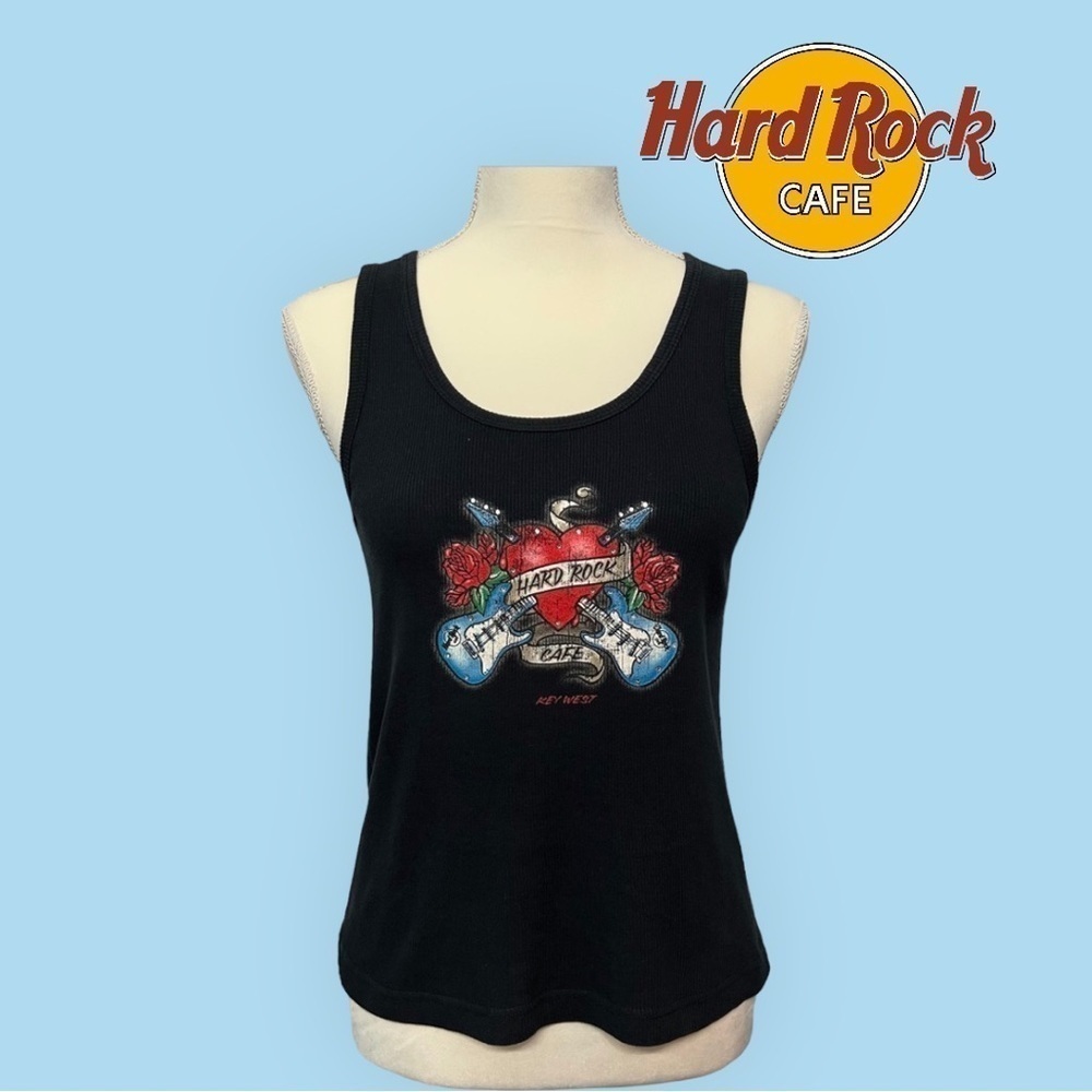 Hard Rock Cafe (Key West) (EUC) Vintage ribbed tank top with rhinestones Size XL